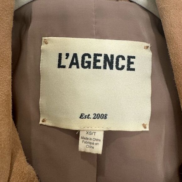 L’AGENCE $1595 Billie Belted Suede Biker Jacket in Capuccino Suede *miss… - Picture 10 of 14